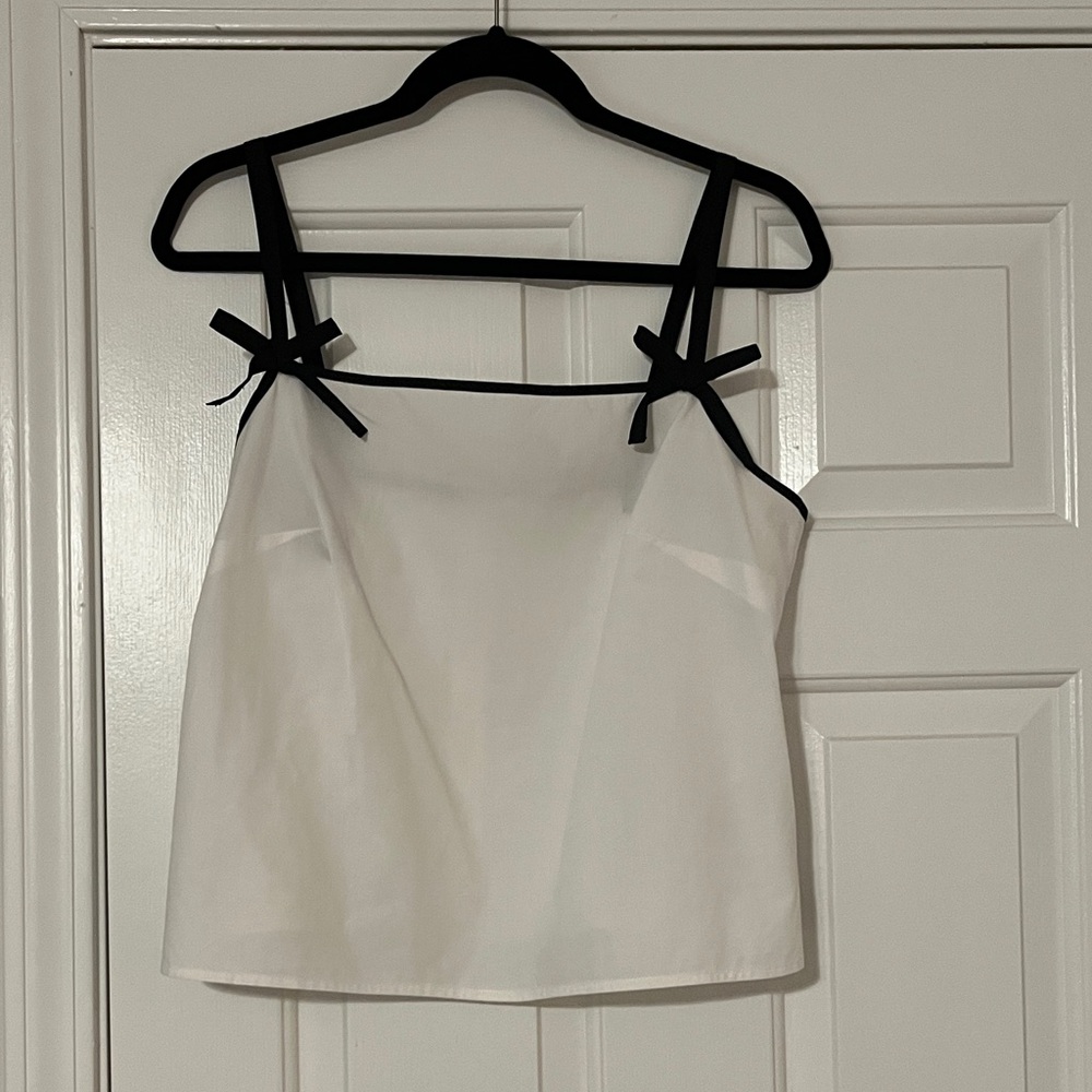 J. Crew bow strap tank- black and white